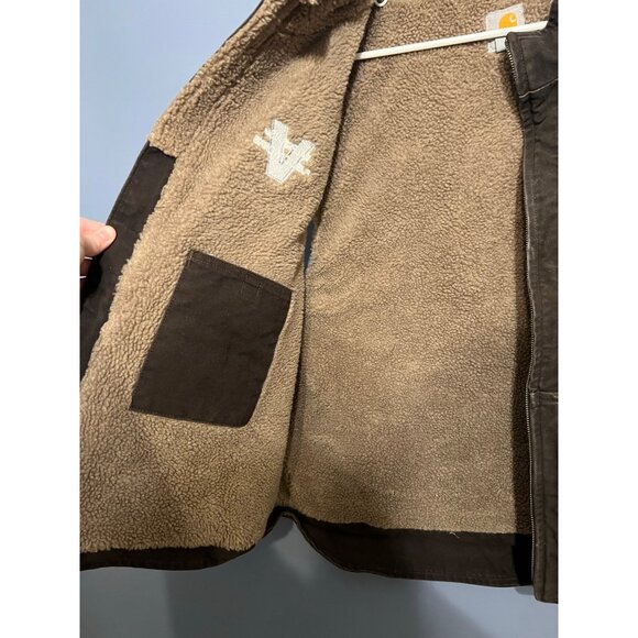 Men’s Brown Carhartt Tan Sherpa Lined Vest Size 3XL Company Logo,‎ Work Wear - Picture 8 of 11